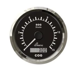 Wema Silver Serie GPS Speedometer 0-15 Kn Zwart Incl. Antenne