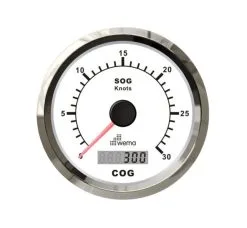 Wema Silver Serie GPS Speedometer 0-30 Kn Wit Incl. Antenne