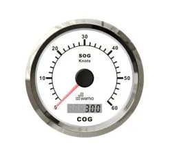 Wema Silver Serie GPS Speedometer 0-60 Kn Wit Incl. Antenne