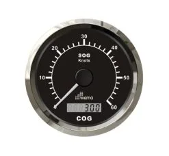 Wema Silver Serie GPS Speedometer 0-60 Kn Zwart Incl. Antenne